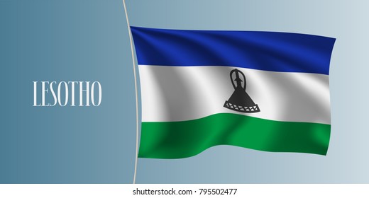 Lesotho waving flag vector illustration. Iconic design element as a national Lesotho symbol