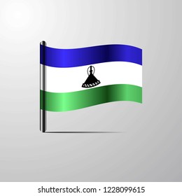 Lesotho waving Shiny Flag design vector