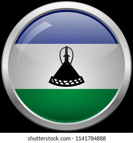 Lesotho's flag glass button vector illustration
