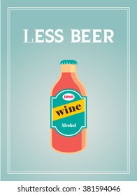 less beer small beer bottle vector illustration