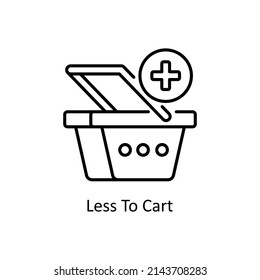 Less Cart vector outline icon for web isolated on white background EPS 10 file