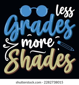 Less grades more shades summer surfing typographic or graphics tshirt design
