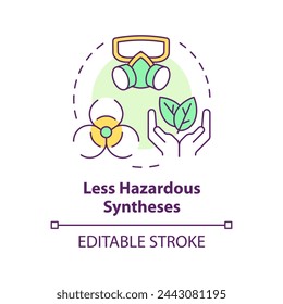 Less hazardous synthesis multi color concept icon. Minimal toxicity, eco friendly. Environmental impact. Round shape line illustration. Abstract idea. Graphic design. Easy to use presentation, article