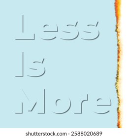 Less is More Popular Concept with Invisible Lettering Making Thin Shadow and Film Frame Burn Edge - Blue on Similar Background - Vector Minimalistic Graphic Design