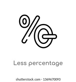 less percentage vector line icon. Simple element illustration. less percentage outline icon from user interface concept. Can be used for web and mobile
