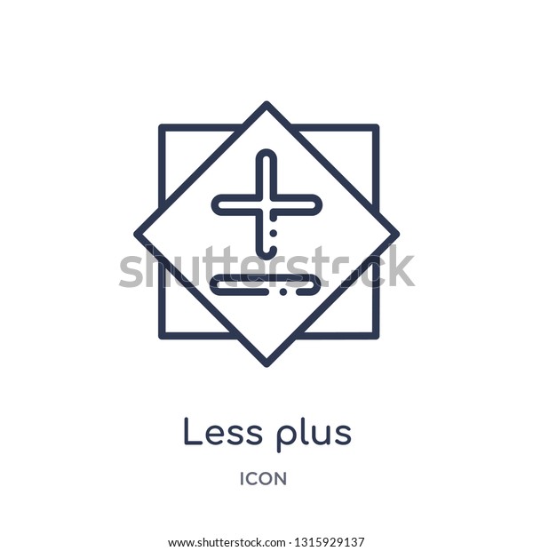 less plus icon from signs\
outline collection. Thin line less plus icon isolated on white\
background.