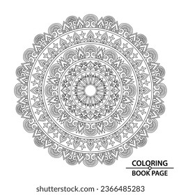 The Less Stress Easy Mandala Coloring Book Page for Adults. Easy Mandala Coloring Book Pages for Adults, Ability to Relax, Brain Experiences Give Relief.