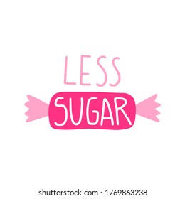 Less Sugar, Sweetener. Healthly Food Concept Icon. Simple Element Isolated On White Background. Flat Cartoon Vector Illustration, Hand Drawn Style.