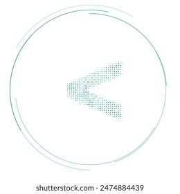 The less symbol filled with teal dots. Pointillism style. Vector illustration on white background