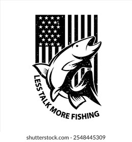 Less Talk More Fishing:Vector T-shirt Design for Fishing Lover.