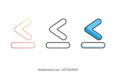 Less Than Or Equal To icon design with white background stock illustration
