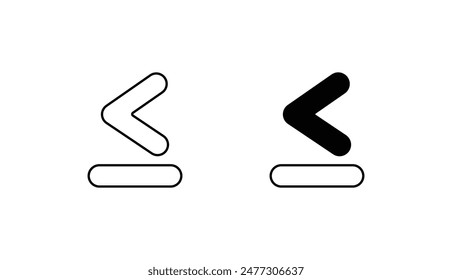 Less Than Or Equal To icon design with white background stock illustration
