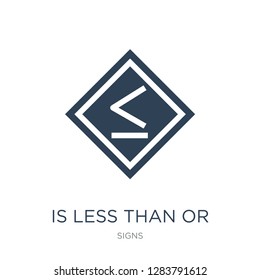 is less than or equal to icon vector on white background, is less than or equal to trendy filled icons from Signs collection, is less than or equal to vector illustration