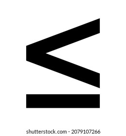 Símbolo matemático menor o igual, icono matemáticas educativas, diseño de ilustración vectorial de elemento web, signo financiero.