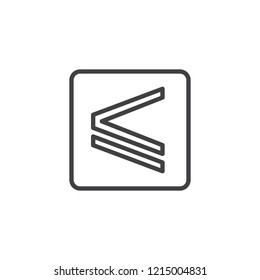 Is less than or equal to outline icon. linear style sign for mobile concept and web design. Mathematics sign simple line vector icon. Symbol, logo illustration. Pixel perfect vector graphics