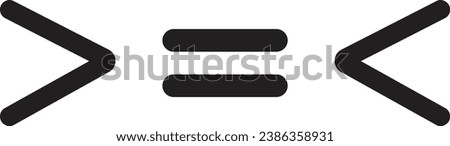 Less than, greater than and equal icon set vector isolated on white background