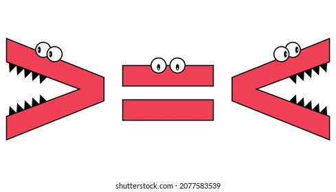 less than greater than and equal symbol in mathematics. inequality symbols