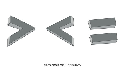 less than greater than and equal symbol in mathematics. inequality symbols