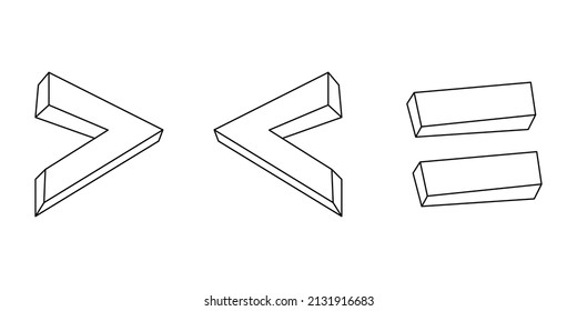 less than greater than and equal symbol in mathematics. inequality symbols