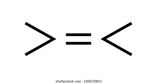 less than greater than and equal symbol in mathematics. inequality symbols