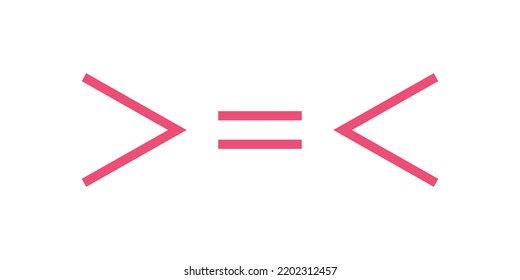 less than greater than and equal symbol in mathematics. inequality symbols