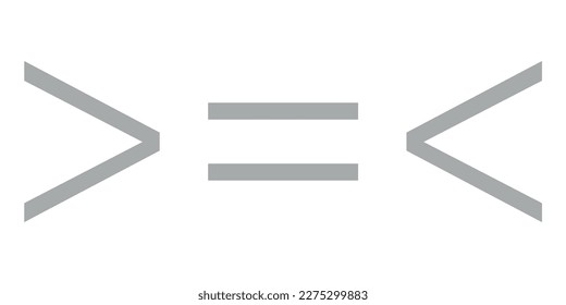 Less than greater than and equal symbol in mathematics. inequality symbols.