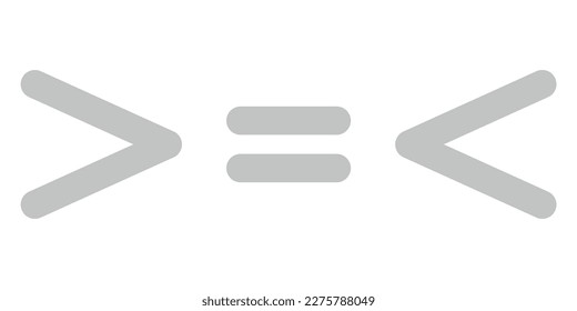 Less than greater than and equal symbol in mathematics. inequality symbols.