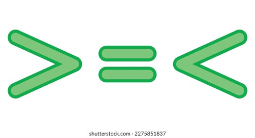 Less than greater than and equal symbol in mathematics. inequality symbols.