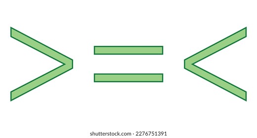 Less than greater than and equal symbol in mathematics. inequality symbols.