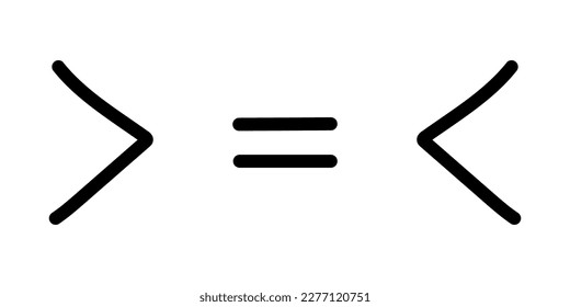 Less than greater than and equal symbol in mathematics. inequality symbols