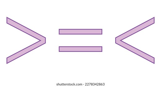 Menos que un símbolo mayor e igual en matemáticas. símbolos de desigualdad.