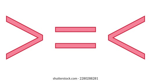 Less than greater than and equal symbol in mathematics. inequality symbols.