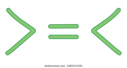 Less than greater than and equal symbol in mathematics. inequality symbols