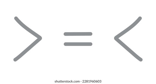 Less than greater than and equal symbol in mathematics. inequality symbols