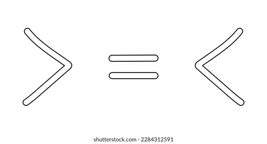Less than greater than and equal symbol in mathematics. inequality symbols