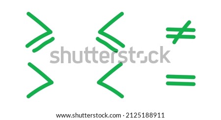 less than greater than and equal symbol in mathematics. inequality symbols