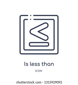 is less than icon from signs outline collection. Thin line is less than icon isolated on white background.