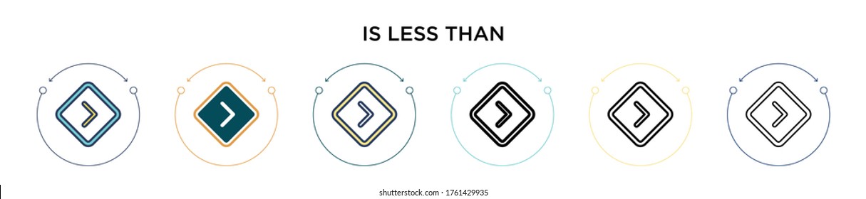 Is less than sign icon in filled, thin line, outline and stroke style. Vector illustration of two colored and black is less than sign vector icons designs can be used for mobile, ui, web