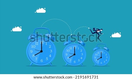 Less time. Businessmen run on a shrinking watch. business concept vector