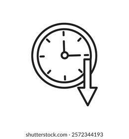 Less time icon Vector flat thin line illustration