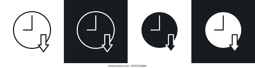 Less time vector icon set in black and white. EPS 10 illustration