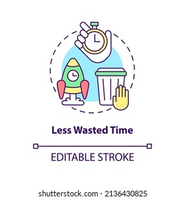 Less wasted time concept icon. Faster decisions. Benefits of BPA in banking abstract idea thin line illustration. Isolated outline drawing. Editable stroke. Arial, Myriad Pro-Bold fonts used