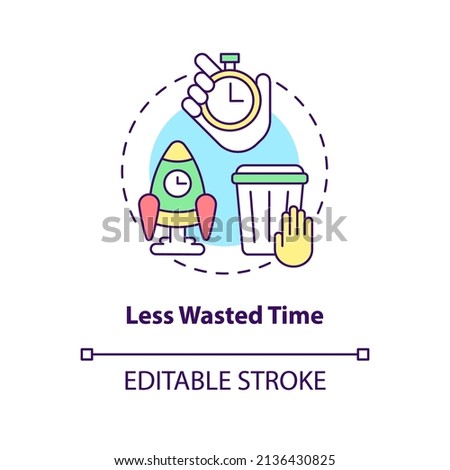 Less wasted time concept icon. Faster decisions. Benefits of BPA in banking abstract idea thin line illustration. Isolated outline drawing. Editable stroke. Arial, Myriad Pro-Bold fonts used