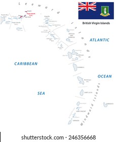 lesser antilles outline map with british virgin islands