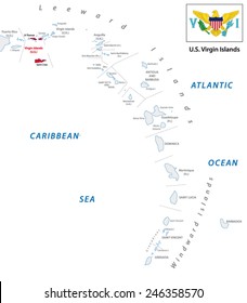 lesser antilles outline map with u.s. virgin island map