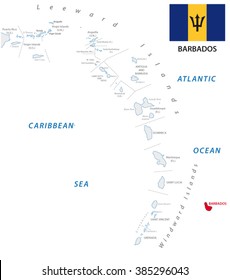 lesser antilles over view map with barbados