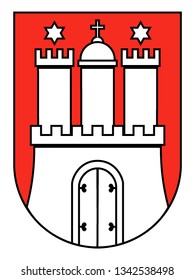 Lesser Coat of Arms of the German State of Hamburg 