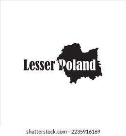 Lesser Poland map and black lettering design on white background