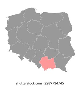 Lesser Poland Voivodeship map, province of Poland. Vector illustration.