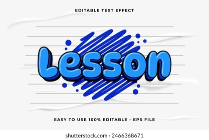 lección efecto de texto de Vector editable 3d. efecto de texto de estilo simple.